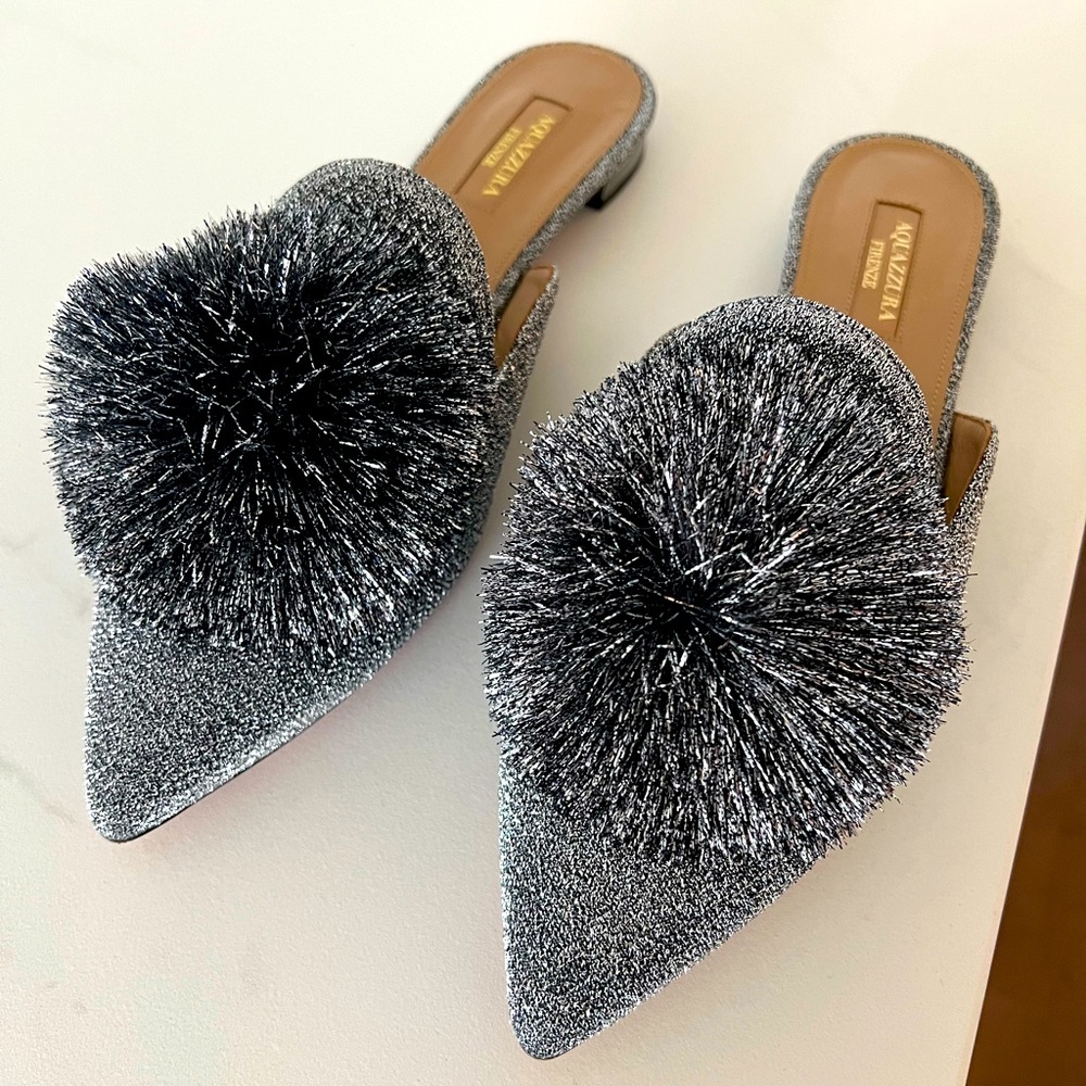 Aquazzura pom pom flats - Silver